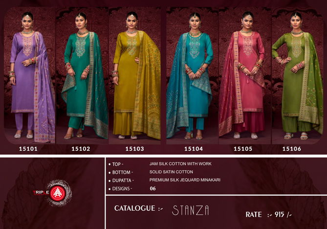 Stanza By Triple Aaa Jam Silk Designer Dress Material Wholesale Shop In Surat